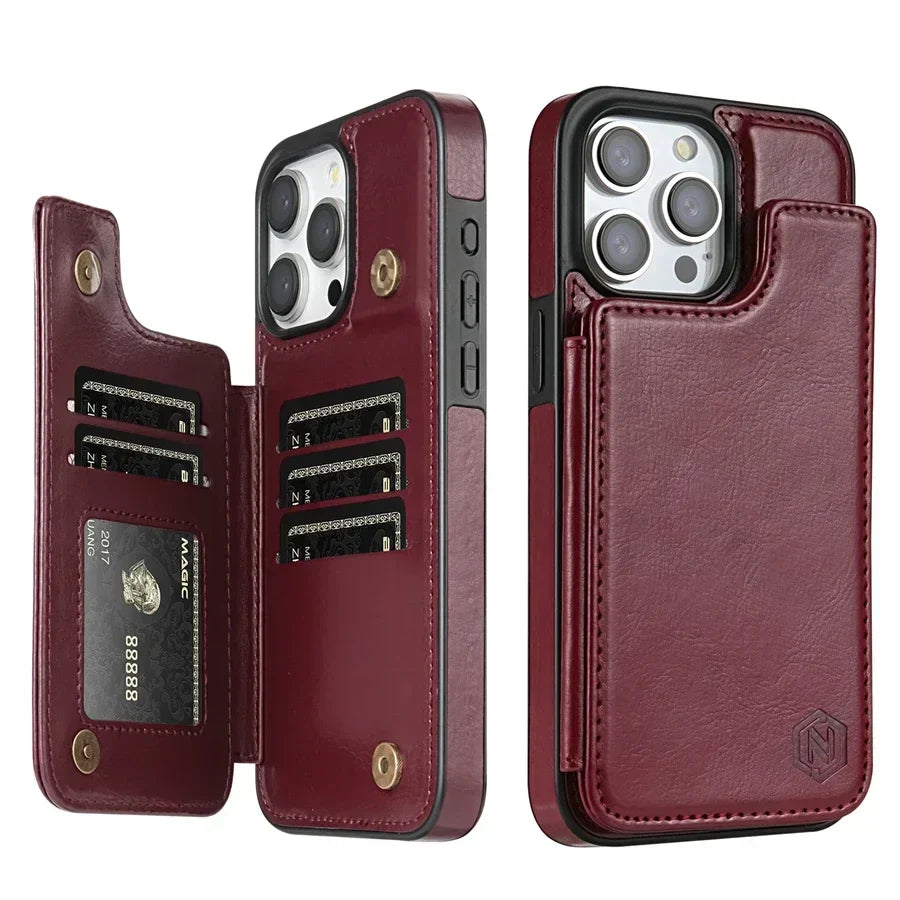 LeatherGuard | Elegante Leren Hoes met Kaartsleuven en Magnetische Sluiting | Vanero