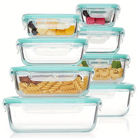 Skanto | 8-Pack Glazen Maaltijdcontainers – Luchtdichte Maaltijd Voorbereiding Bento-dozen met lekvrije, vergrendelbare deksels, magnetron-, oven-, vriezer- en vaatwasmachinebestendig, BPA-vrij
