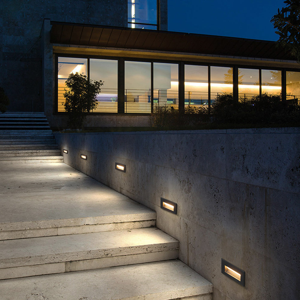 Ray Moderne Metalen Rechthoekige Buitentrap/Deck Licht, Zwart