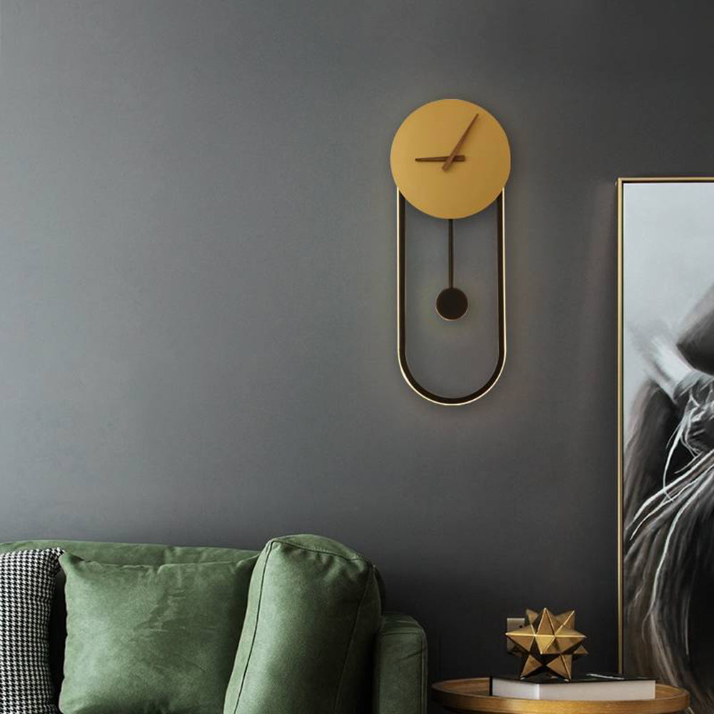 Arisha Nordic Klok Wandlamp, Goud & Zwart