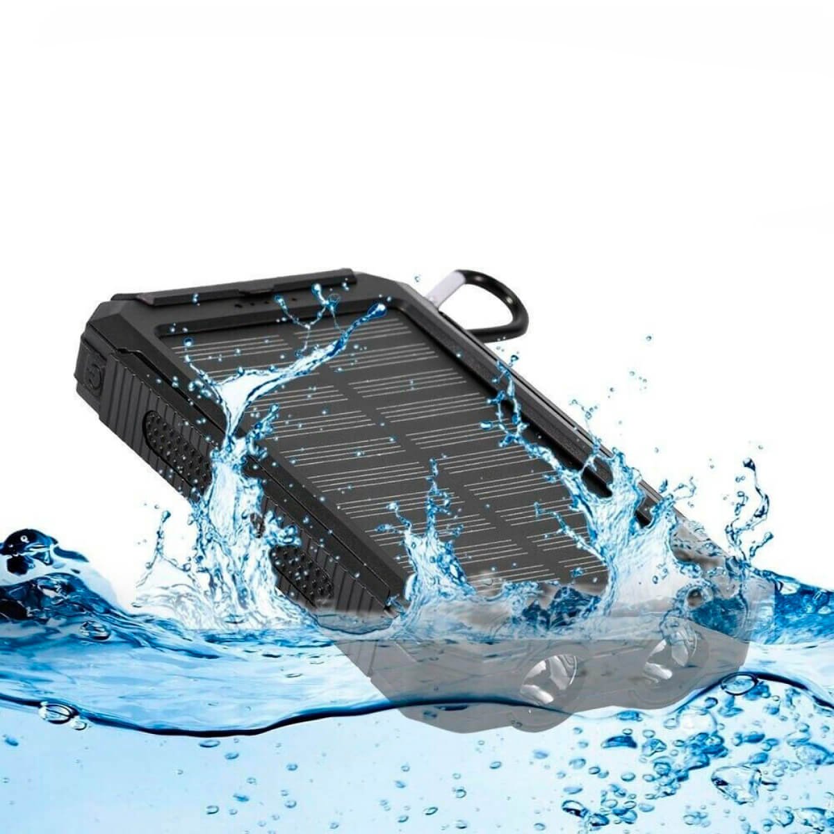 Waterdichte oplader met ultrahoge capaciteit | Gemaakt voor avontuur met opladen op zonne-energie, twee USB-uitgangen, LED-zaklamp en veiligheidsfuncties.