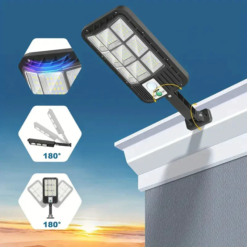 5000LM Solar Flutlicht Dämmerung bis Morgengrauen, Solarbetriebene Außenlichter mit Sicherheitsbewegungsmelder