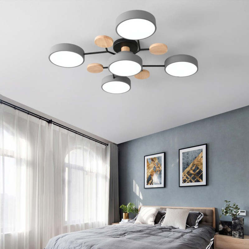 Muto Plafondlamp Hout Modern Rond LED Wit Slaap-/Woonkamer