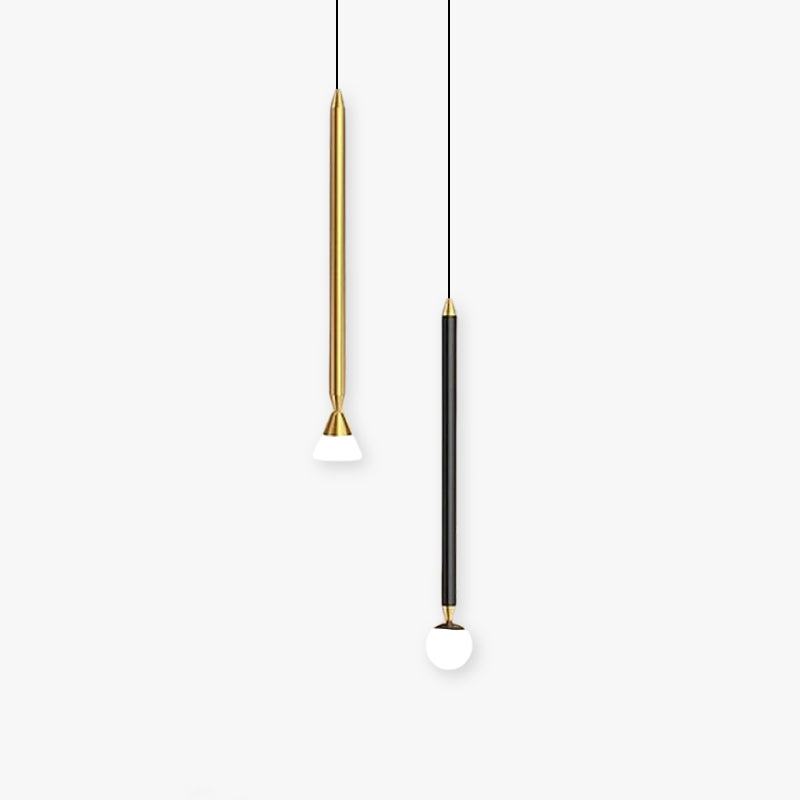 Auri Lineaire Metalen Hanglamp Nachtkastje, Zwart & Goud