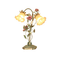 Flared Slaapkamer Nacht Tafel Lamp Pastoraal Metaal 1/2 Lichten Groene Nachtkast Lamp met Bloemdecoratie
