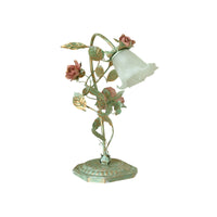 Flared Slaapkamer Nacht Tafel Lamp Pastoraal Metaal 1/2 Lichten Groene Nachtkast Lamp met Bloemdecoratie