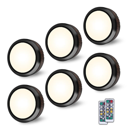 Leastyle Afstandsbediening Led Puck Licht, Dimbaar Batterijgevoed Onderkast Licht - 6 Pakket Natuurlijk Wit