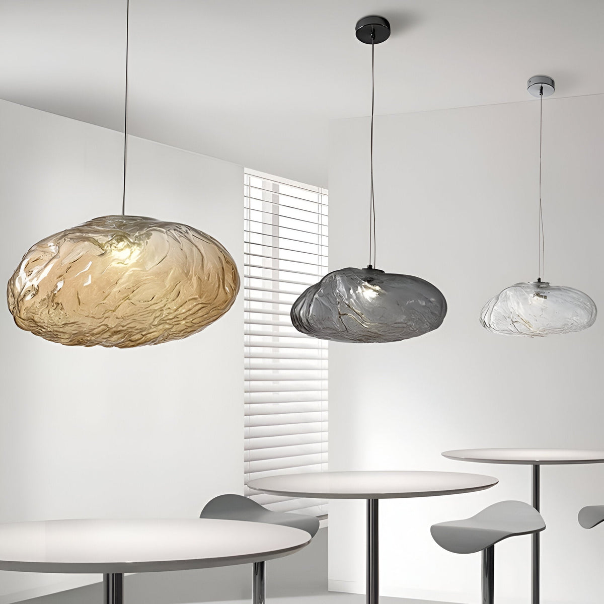 Minimalistische Glazen Hanglamp van Glasvezelwolken