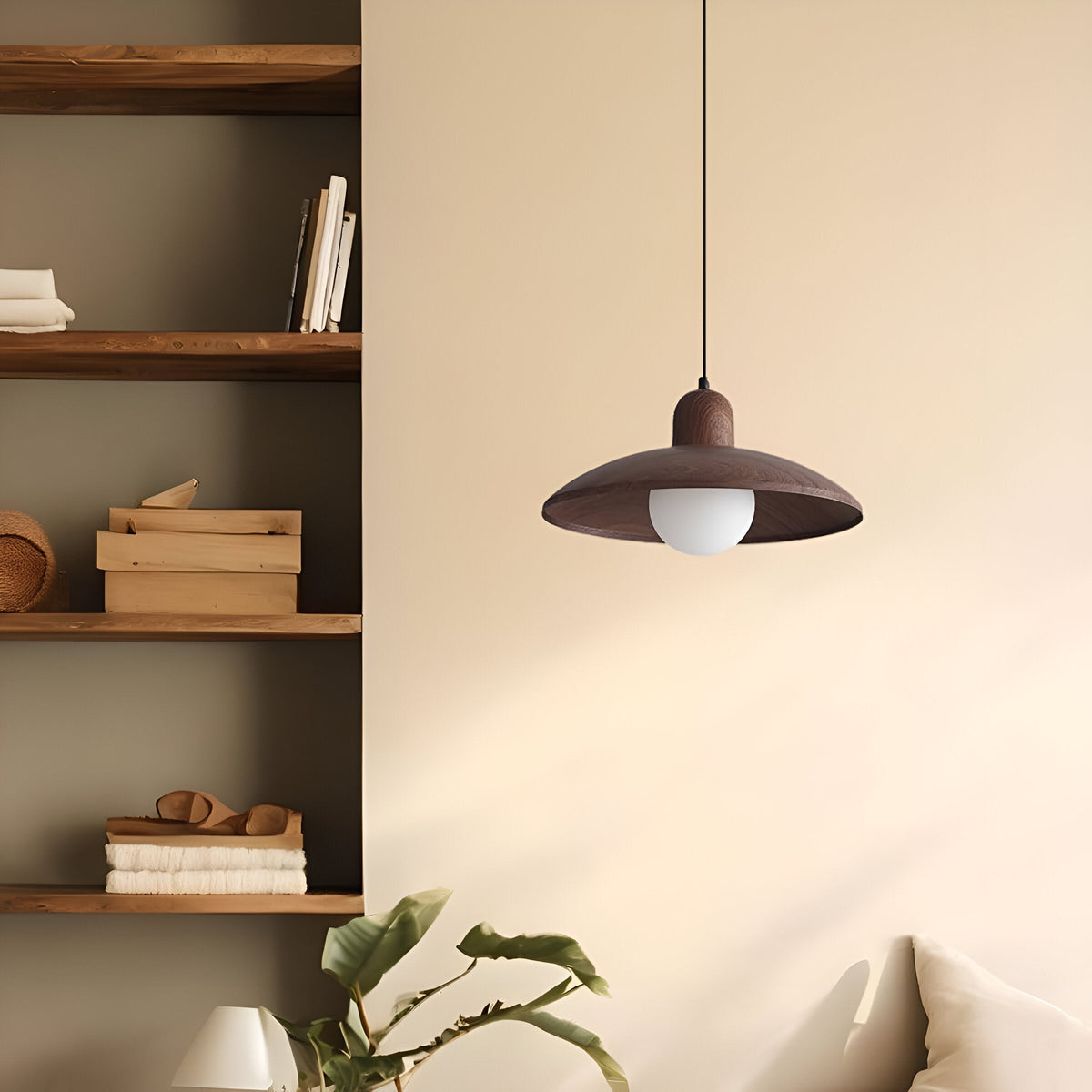 Japanse Wabi-Sabi Walnoot Hanglamp