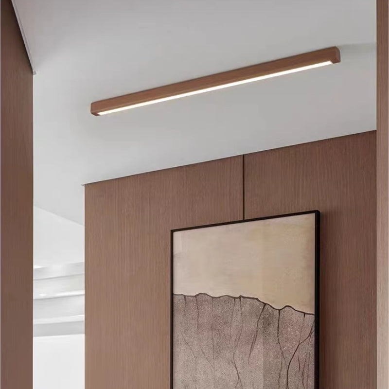Arisha Linear Slim Plafondlamp, Hout