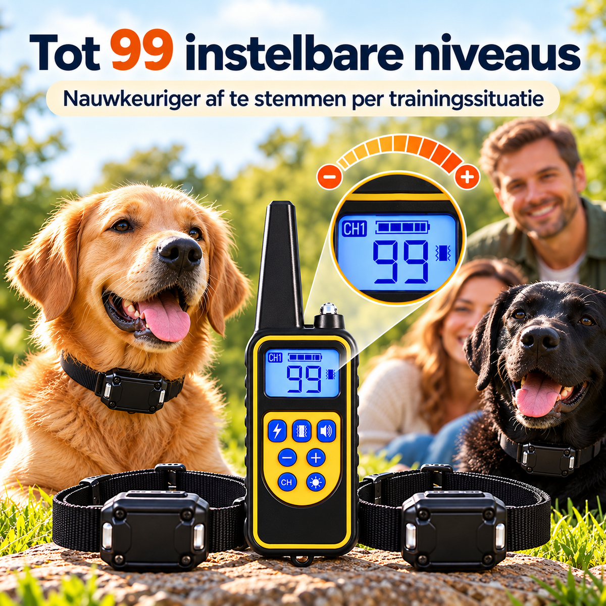 PROCANIS – Trainingshalsband voor 2 Honden met Afstandsbediening, 2 Ontvangers & 3 Modi