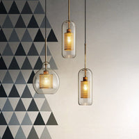 Hessa Hedendaagse Gouden Hanglamp, Glas, Globe/Cilindrisch