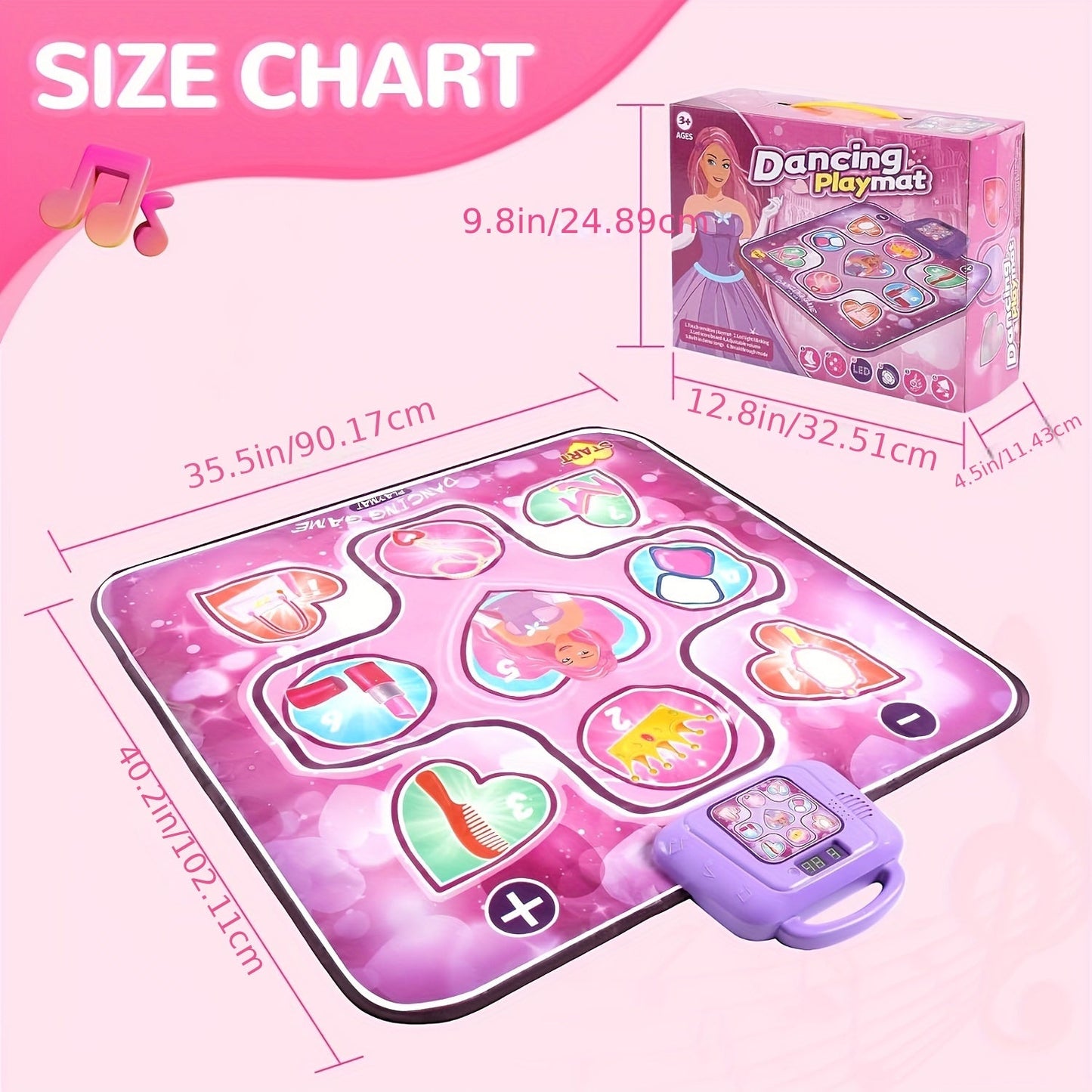 Roze Dansmat voor Kinderen met Puntenfunctie en Ritmische Spellen – Zonder TV – DanceFun Mat