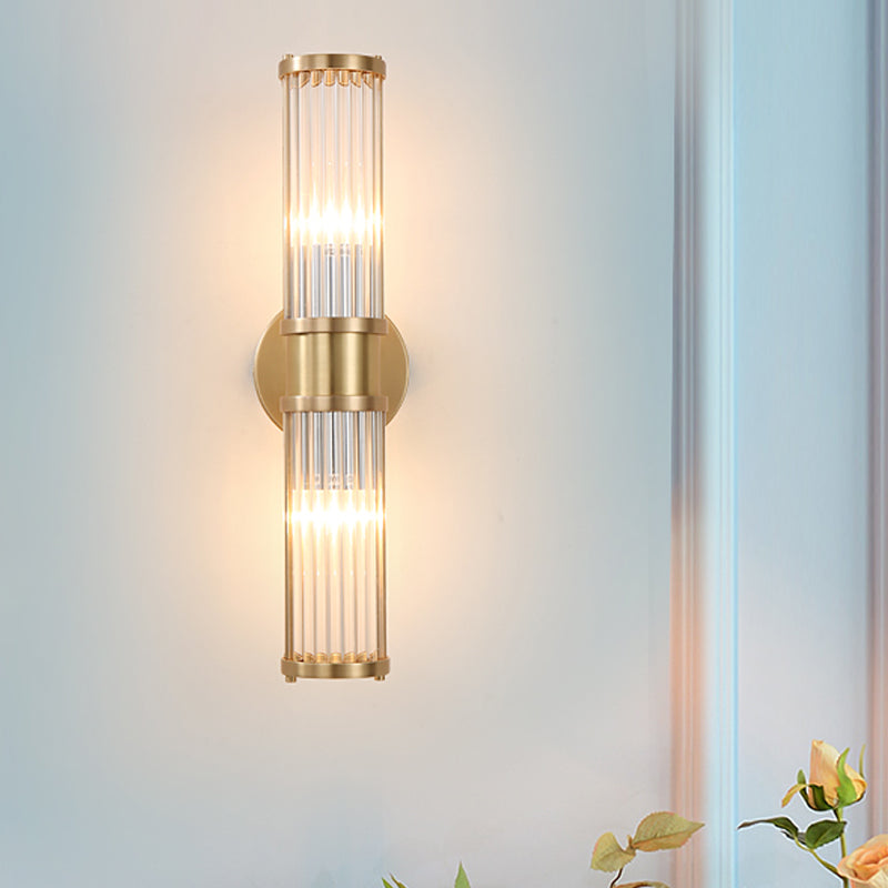1/2-Licht Corridor Wandlamp Modernistische Stijlvolle Gouden Wandlamp met Cilindrische Heldere Kristallen Kap