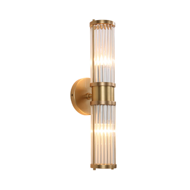 1/2-Licht Corridor Wandlamp Modernistische Stijlvolle Gouden Wandlamp met Cilindrische Heldere Kristallen Kap