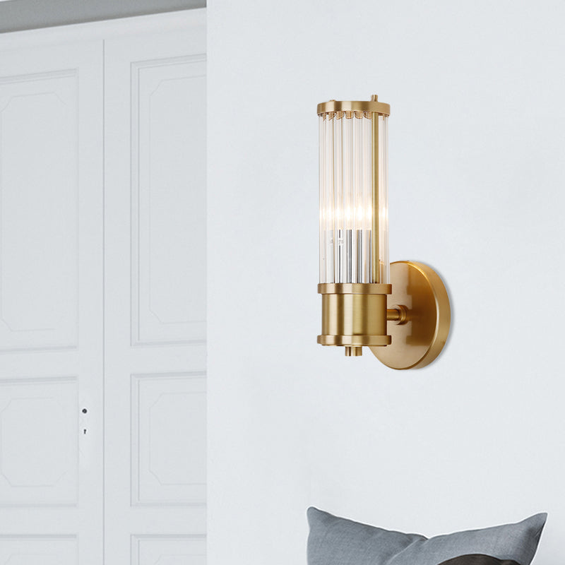 1/2-Licht Corridor Wandlamp Modernistische Stijlvolle Gouden Wandlamp met Cilindrische Heldere Kristallen Kap