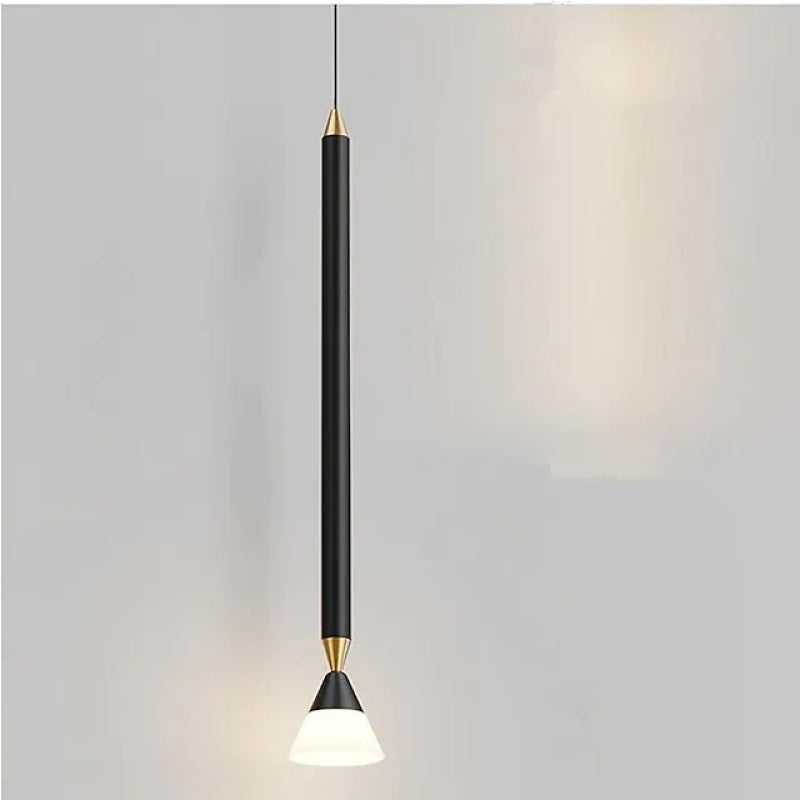 Auri Lineaire Metalen Hanglamp Nachtkastje, Zwart & Goud