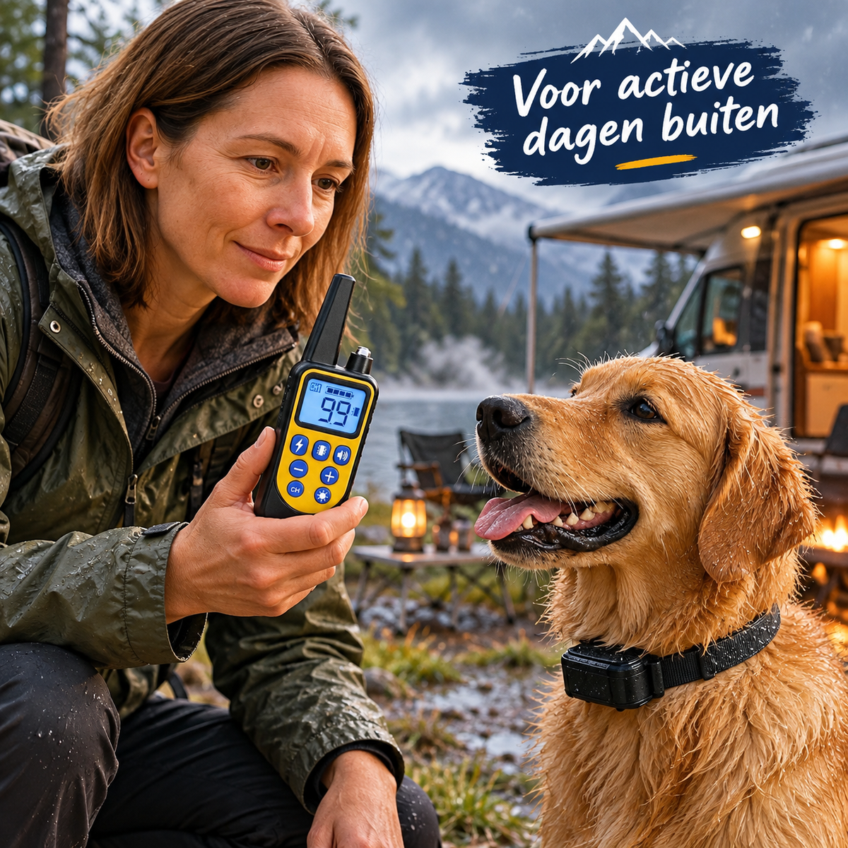 PROCANIS – Outdoor Trainingshalsband voor Wandelen & Kamperen met Hond, IP67-Ontvanger & Bereik tot 800 m