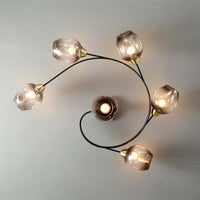 Valentina Flush Mount Plafondlamp, Glas, Zwart/Goud, Eetkamer