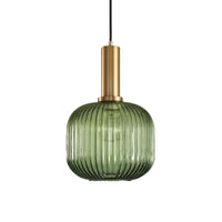 Zwarte/Gouden Cilinder/Ovaal/Capsule Hanglamp Modernistisch 1 Licht Grijs/Groen/Amber Geribbeld Glas Plafondlamp voor Keuken