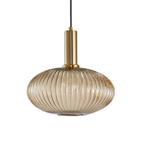 Zwarte/Gouden Cilinder/Ovaal/Capsule Hanglamp Modernistisch 1 Licht Grijs/Groen/Amber Geribbeld Glas Plafondlamp voor Keuken