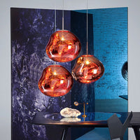 Contemporary Irregular Pendant Lighting Zilver/Rode Glas 1 Licht Eetkamer Hanglamp, 8"/12" Breed