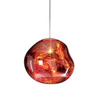 Contemporary Irregular Pendant Lighting Zilver/Rode Glas 1 Licht Eetkamer Hanglamp, 8"/12" Breed