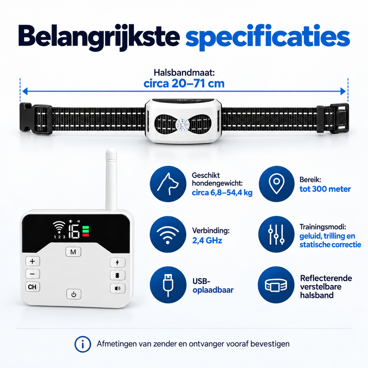 Trainingshalsband Grote Hond – 2-in-1 Draadloze Trainer met Bereik tot 300 m
