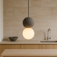 Minimalistische Obsidiaan Steen Hanglamp