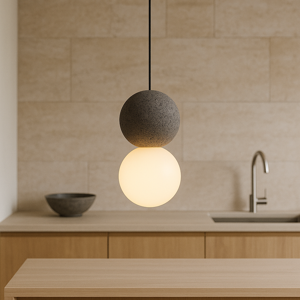 Minimalistische Obsidiaan Steen Hanglamp