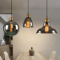 Industriële retro hanglamp met glas – Rookglas lampenkap