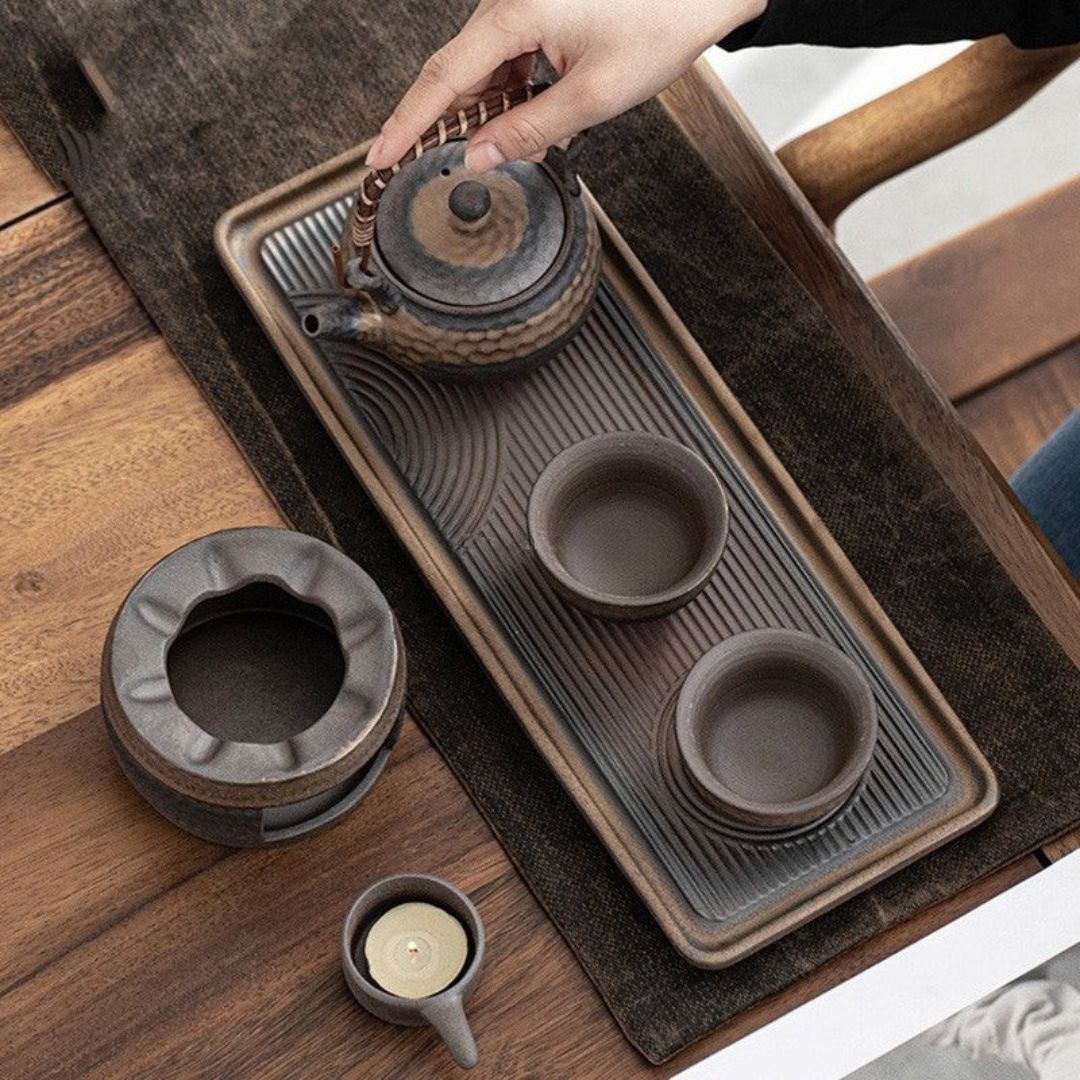 Japanse Keramische Theeset met Warmhouder voor Een Rustgevende en Elegante Beleving