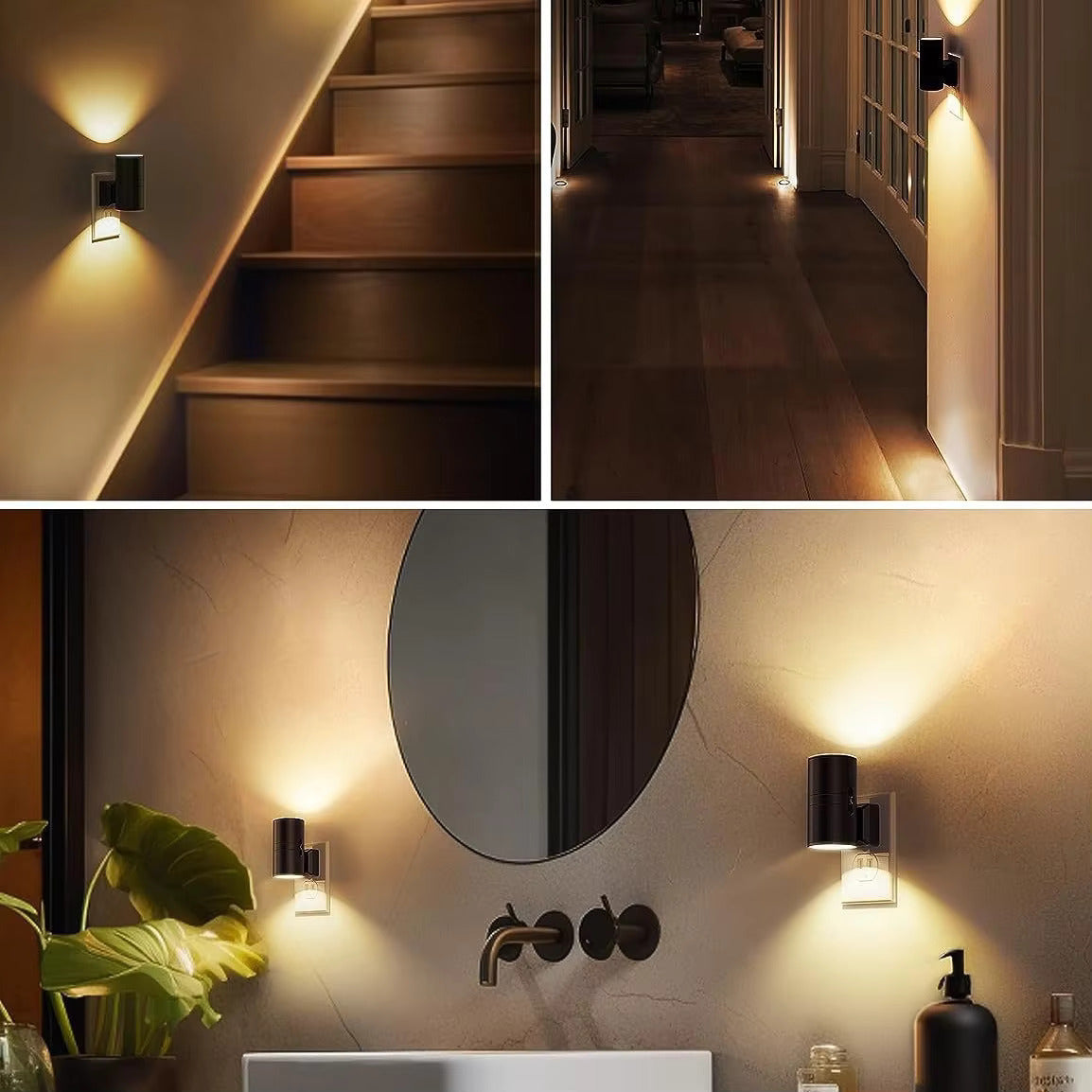 Skanto | Luxe Plug-In Ambient Nachtlamp – Dimbare LED Wandlamp met Sensor (3000K Warm Gloed)