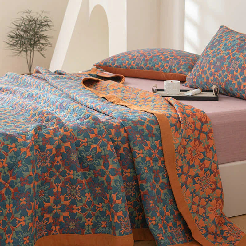 Blauw Patroon Zes-Laags Katoenen Quilt – TerraLoom Comfortdeken