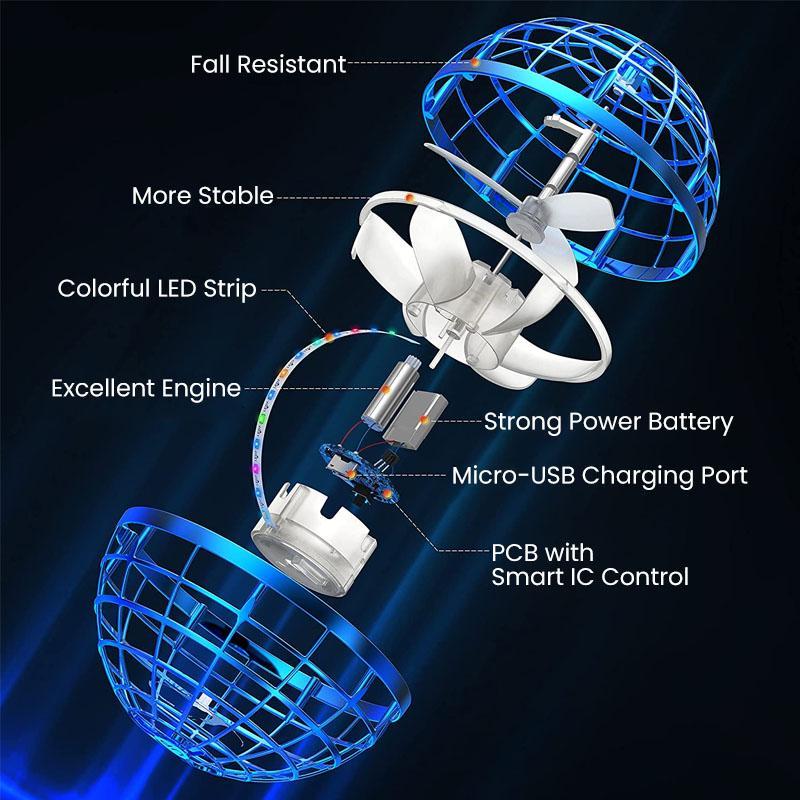 Professionele Hoverball | Vliegende Orb met LED-effecten | Aerodynamisch Bumerang-ontwerp | Breukvast Behuizing | USB-oplaadbaar | Interactief High-Tech Speelgoed