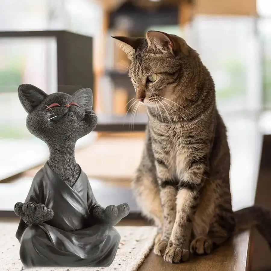 Mediterende Boeddha-Kattenfiguur