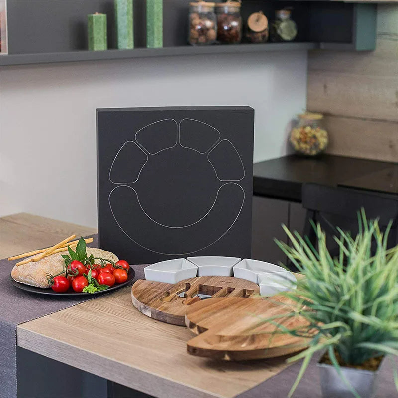 Plankora – Elegante Kaasplank en Messenset voor Feestelijke Presentaties
