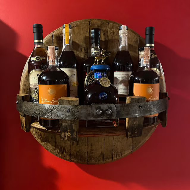 Whiskeyvat Wandrek | Rustiek Massief Hout-Design | Rond