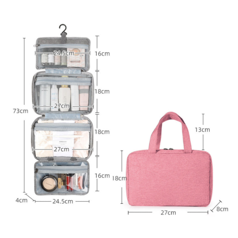 Travelique Reiskosmetik Organizer | Compact & Waterafstotend | Met 4 vakken & 360° haak | Voor dames & heren