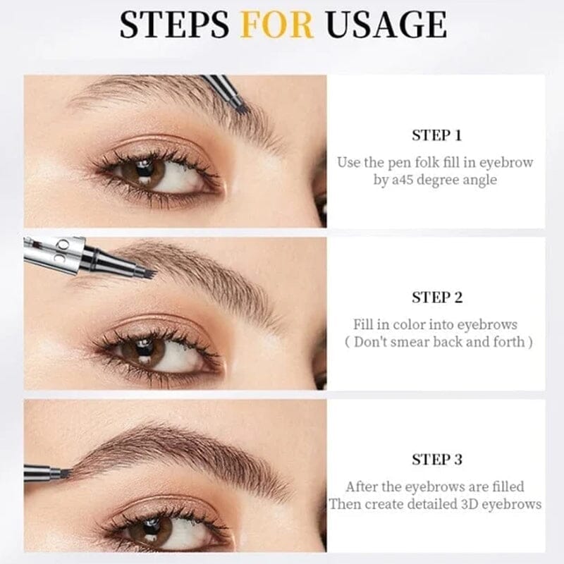 Waterdichte 3D-Microblading-Ombrow Potlood met 4 Vorkpunten