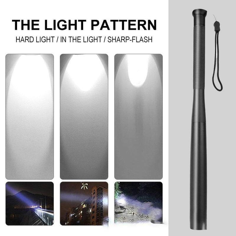 Baseball Bat Vormige LED Zaklamp | Aluminium Legering, 3 Verlichtingsmodi | Nood- en Gebruikstoepassing