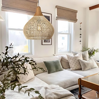 Boho Stijl Rieten Hanglamp