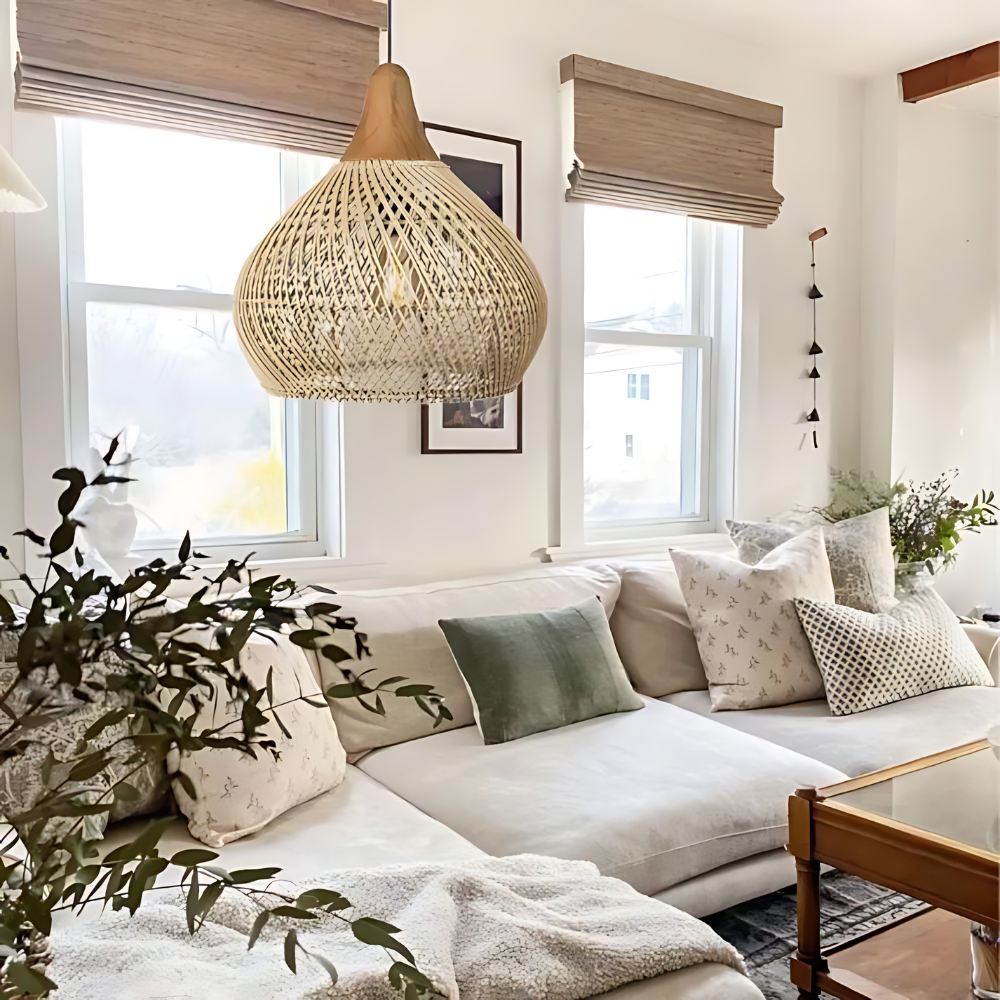 Boho Stijl Rieten Hanglamp