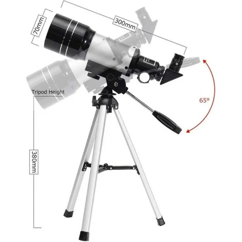 Skanto | Professioneel Astronomisch Telescoop | 70mm Opening, 300mm Brandpuntsafstand & Eenvoudige Opstelling voor Sterrenkijken en Natuurverkenning