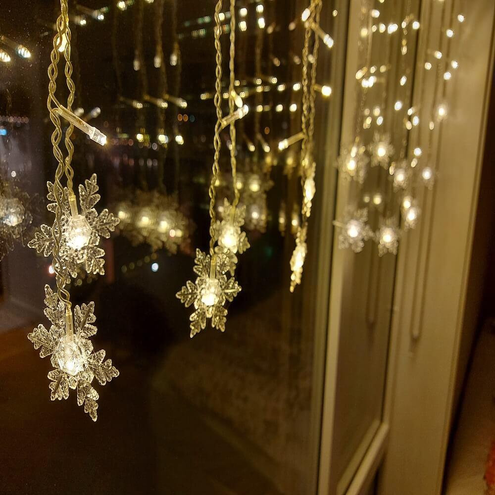 LED-Gordijn Lichtketting met Sneeuwvlokken | Binnen & Buiten