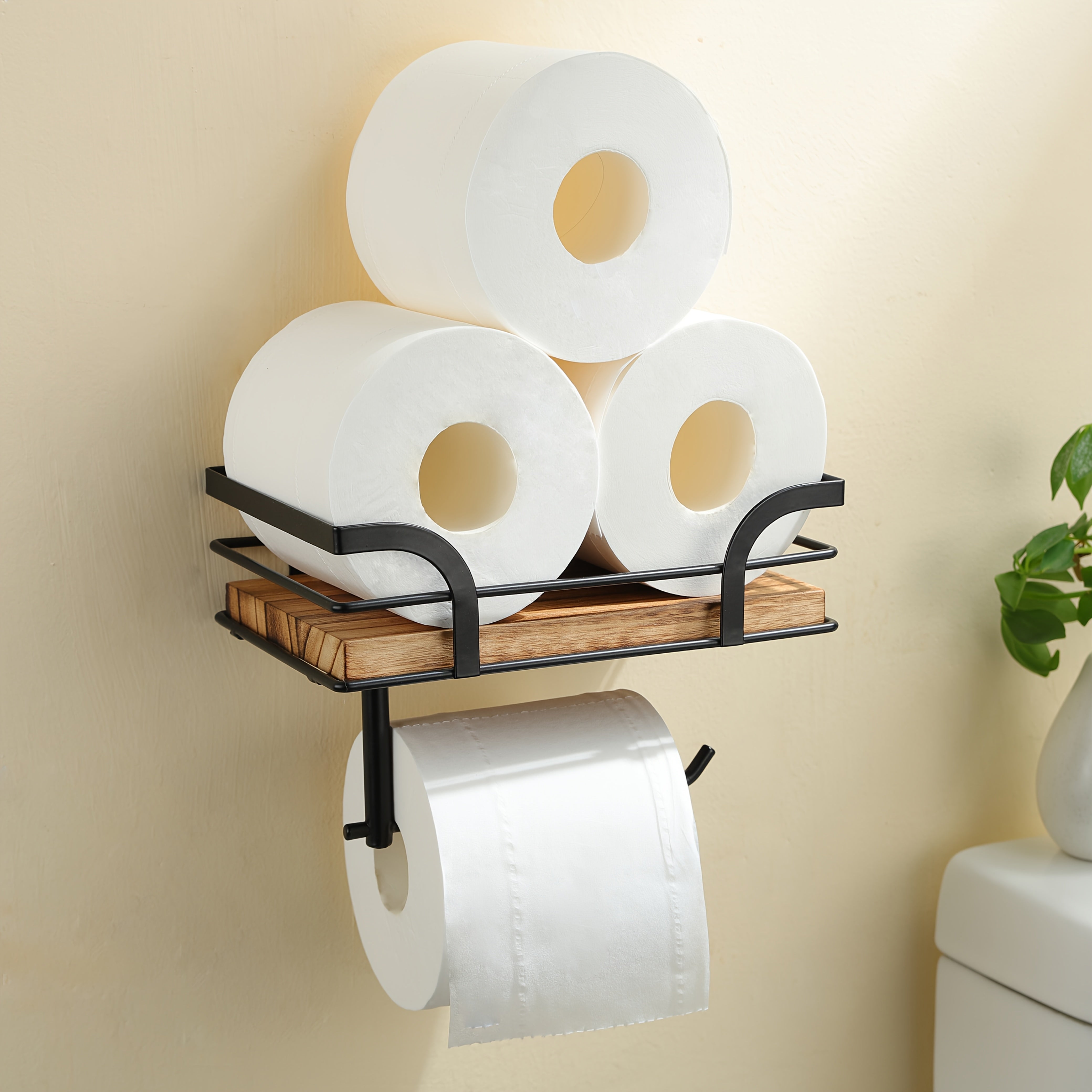 Stijlvolle Wandgemonteerde Badkamer Handdoekhouder – Moderne en ruimtebesparende Toiletrolhouder met plek voor vervangrollen
