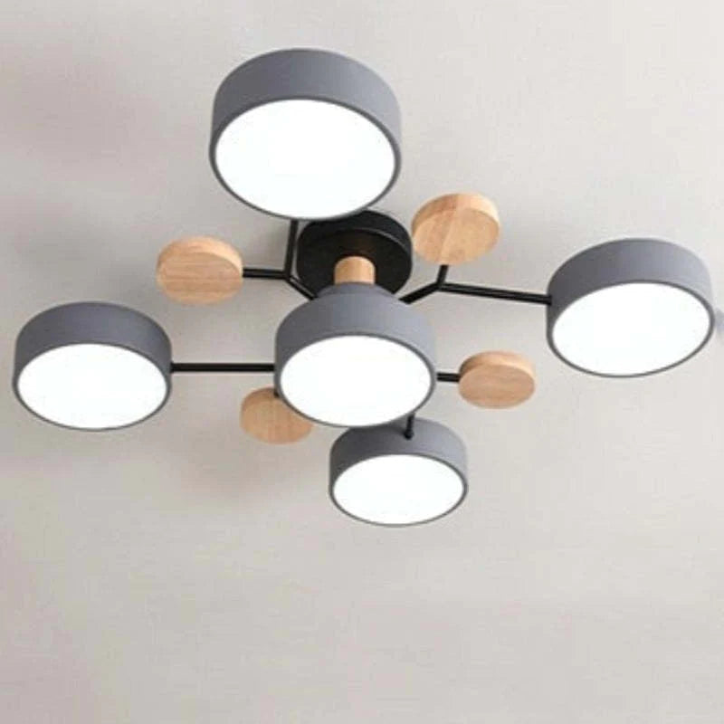 Muto Plafondlamp Hout Modern Rond LED Wit Slaap-/Woonkamer