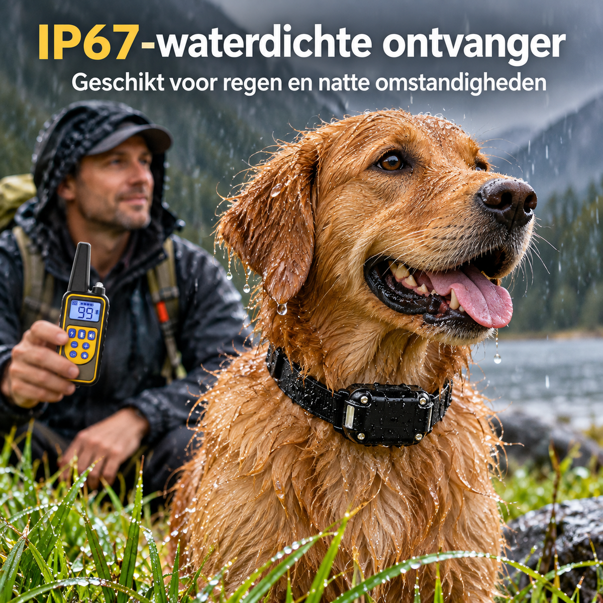 PROCANIS – Outdoor Trainingshalsband voor Wandelen & Kamperen met Hond, IP67-Ontvanger & Bereik tot 800 m