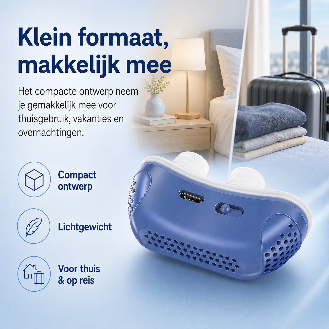Micro CPAP slaapapneu apparaat voor op reis & anti-snurken - CPAP alternatief