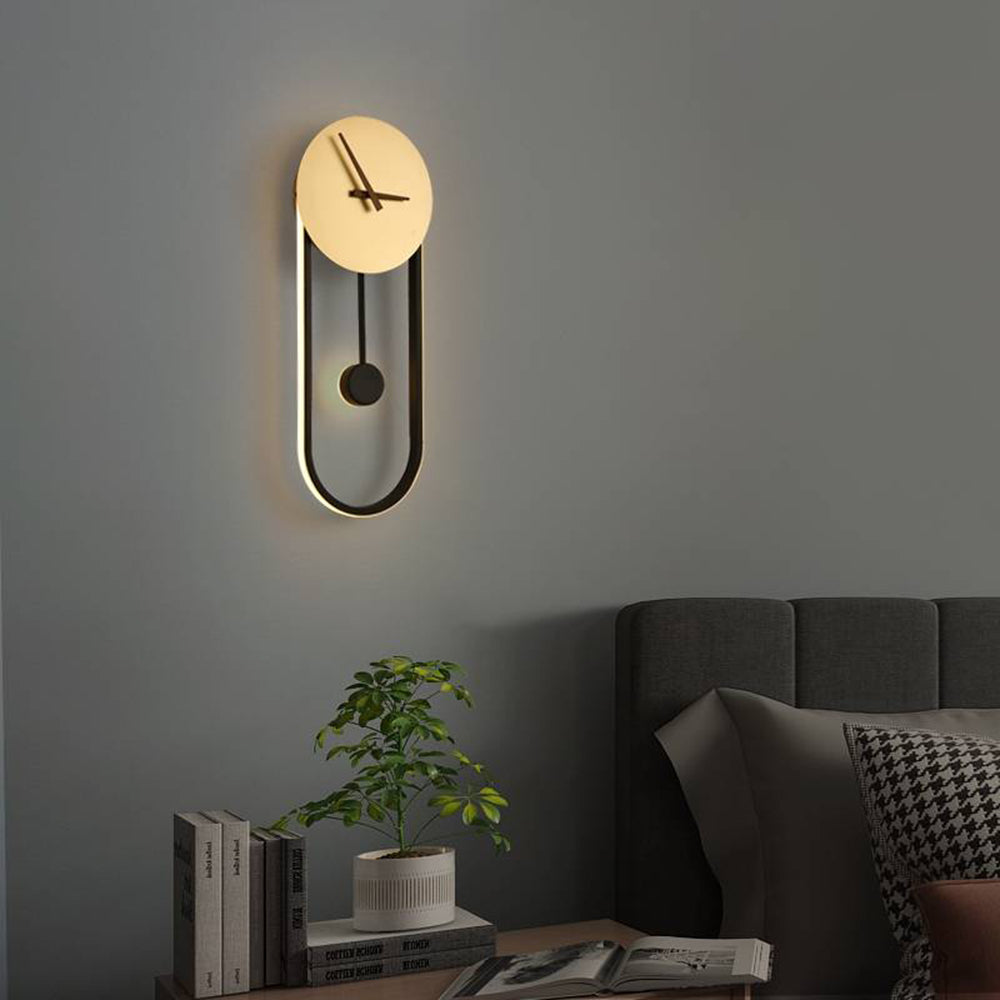 Arisha Nordic Klok Wandlamp, Goud & Zwart